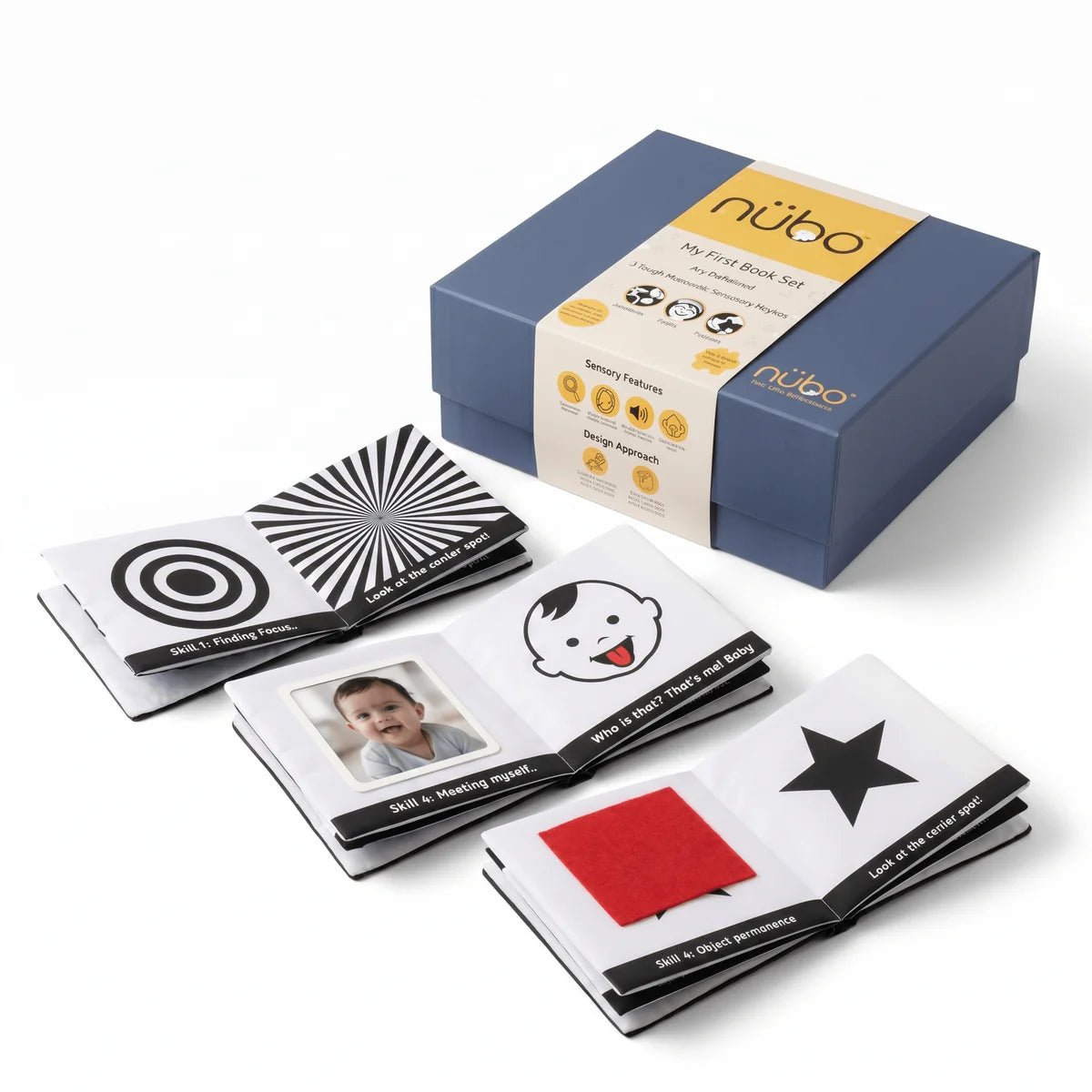 Infant Cloth Book Set - High Contrast | Pack of 3 | 0-12 Months - Nubokind