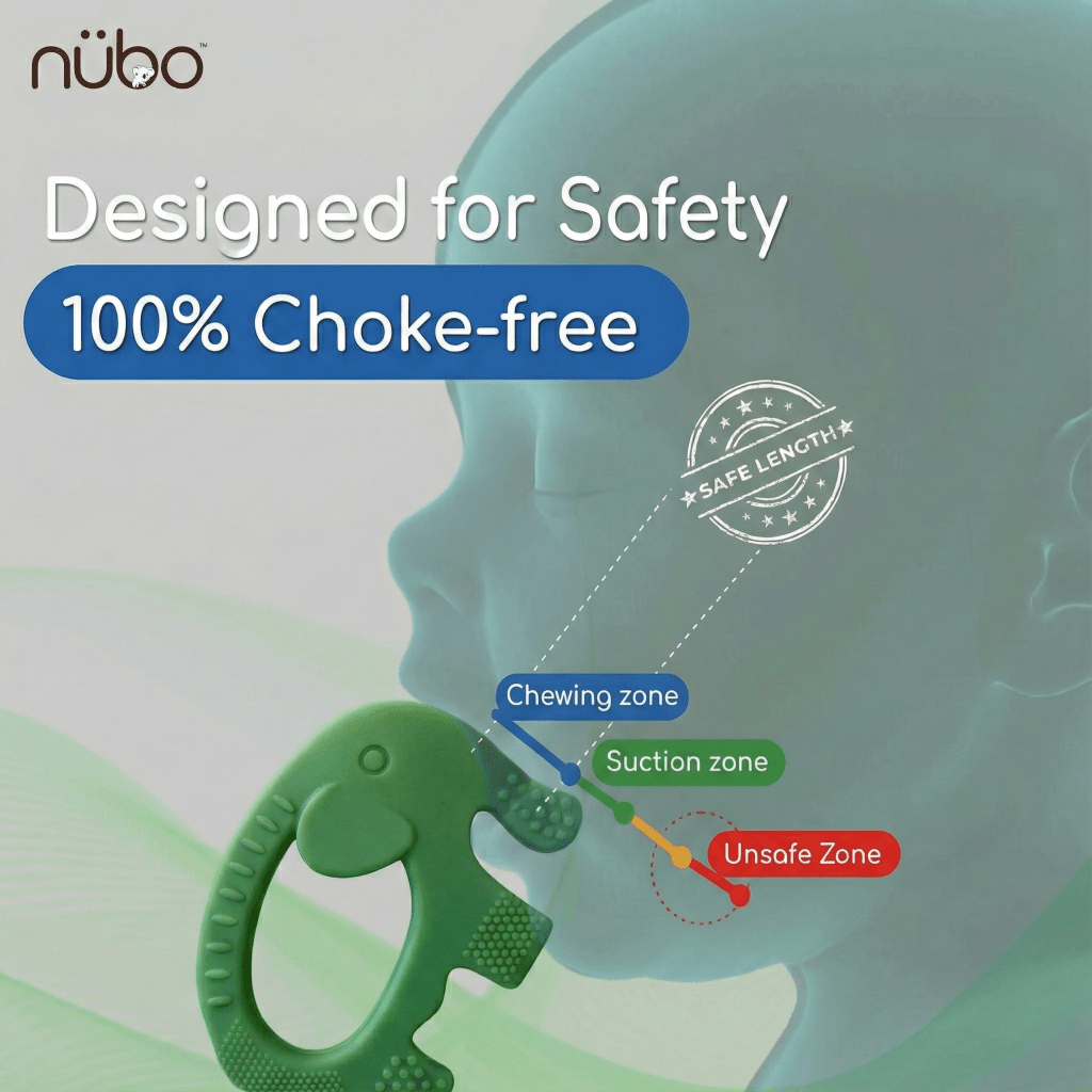 Multi-textured Ele ring teether for gentle gum massage - food-grade silicone