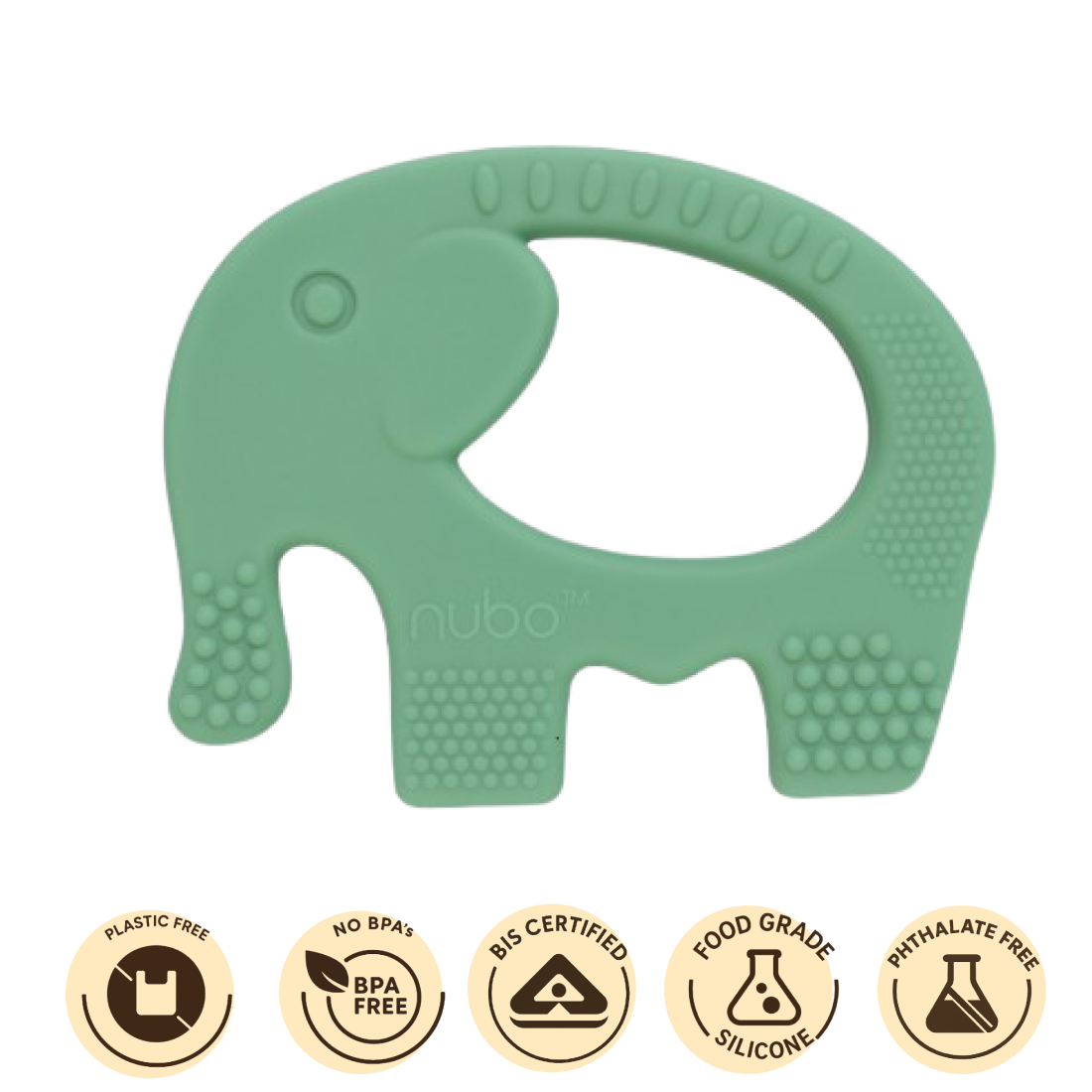 nubo ele ring teether (sage green)