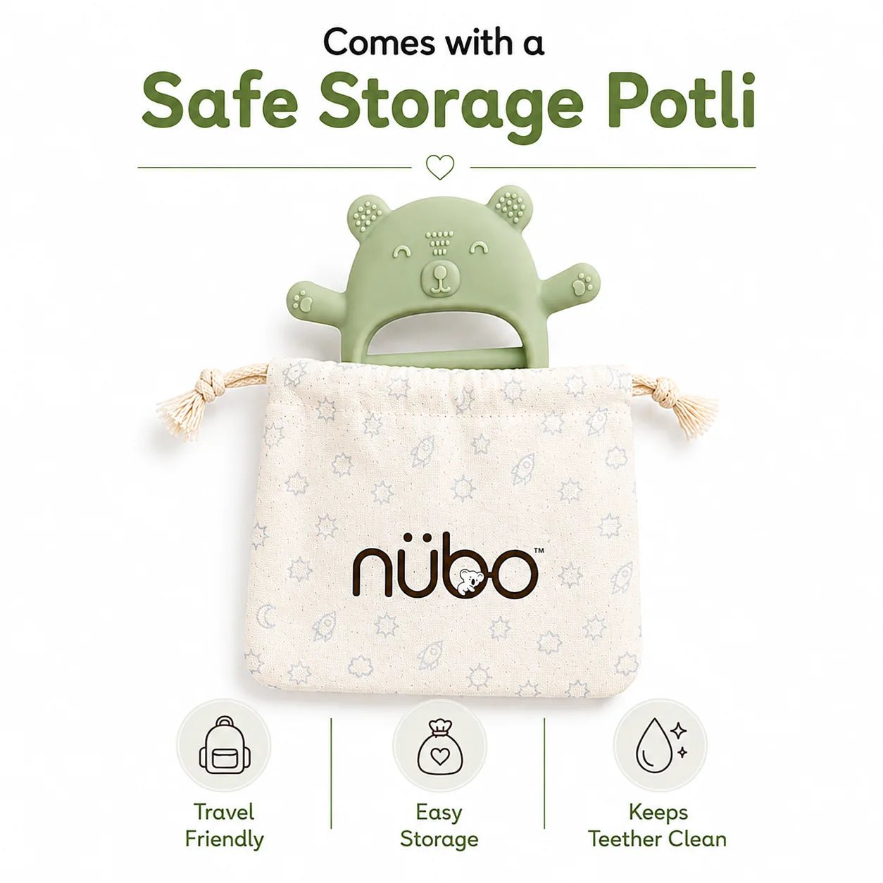 Kiko No-Drop Newborn Teether - Nubokind