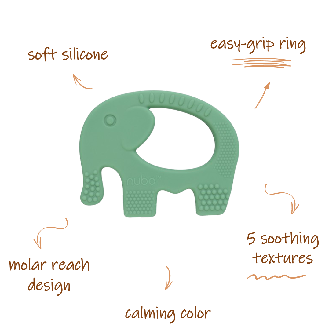 nubo ele ring teether (sage green)