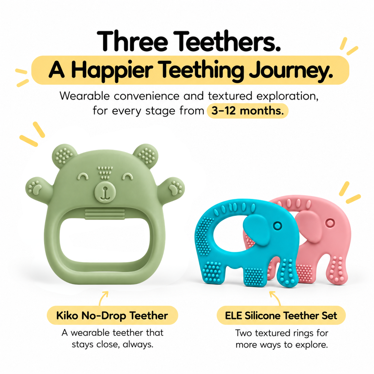 Silicone Teether Bundle for Babies | 3–12 Months