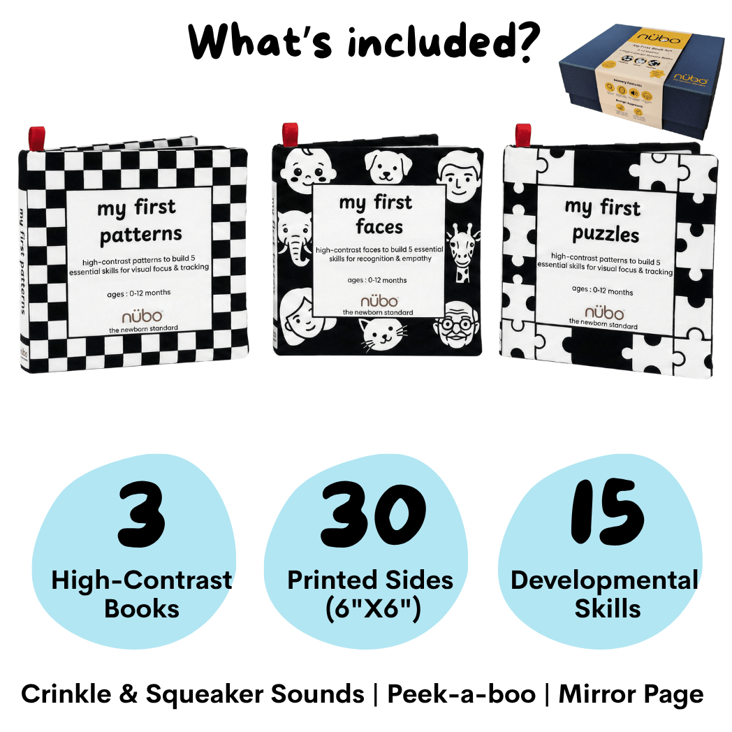 High Contrast Infant Cloth Books - Set of 3 - Nubokind