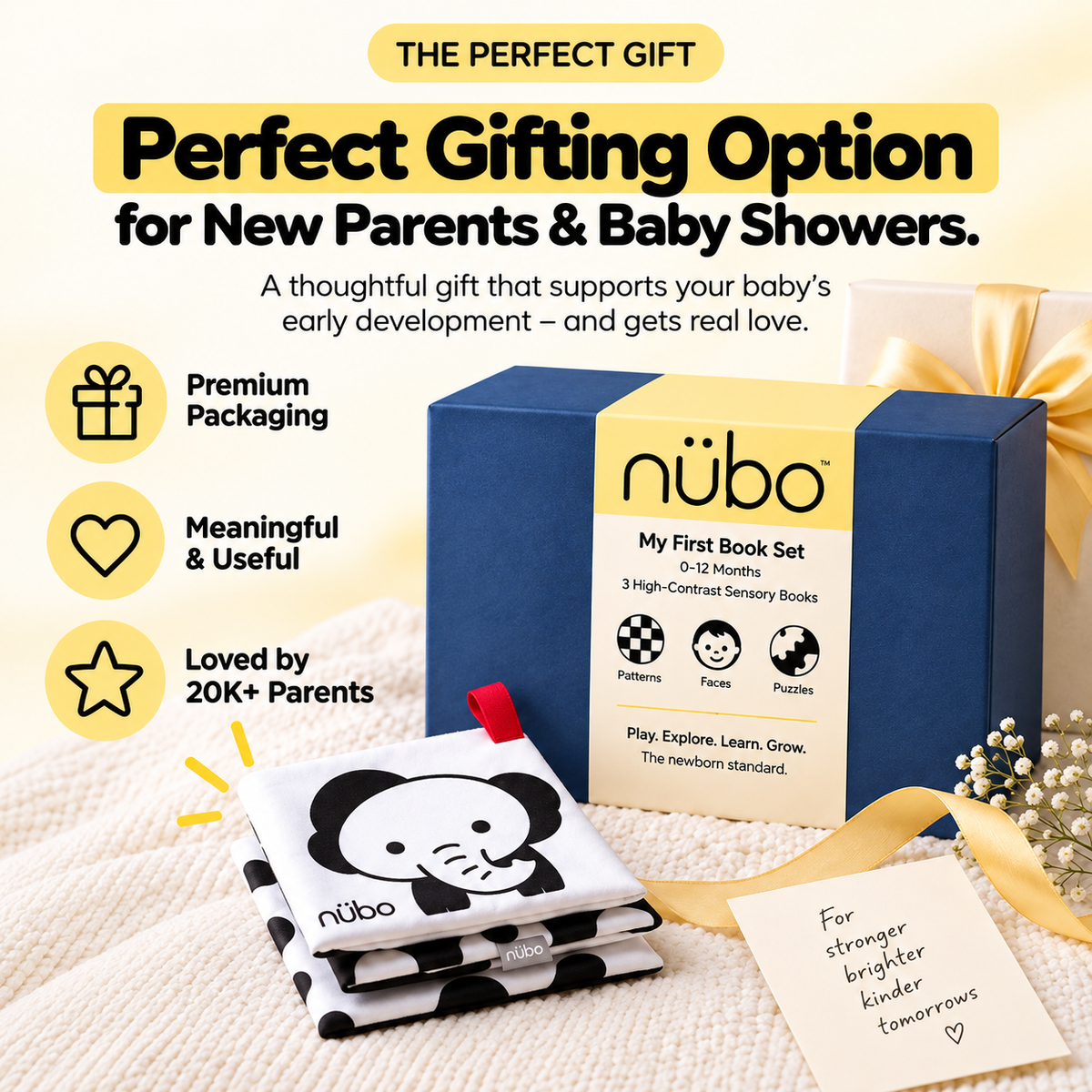 Infant cloth book set in gift ready packaging, a newborn gift idea for Indian parents