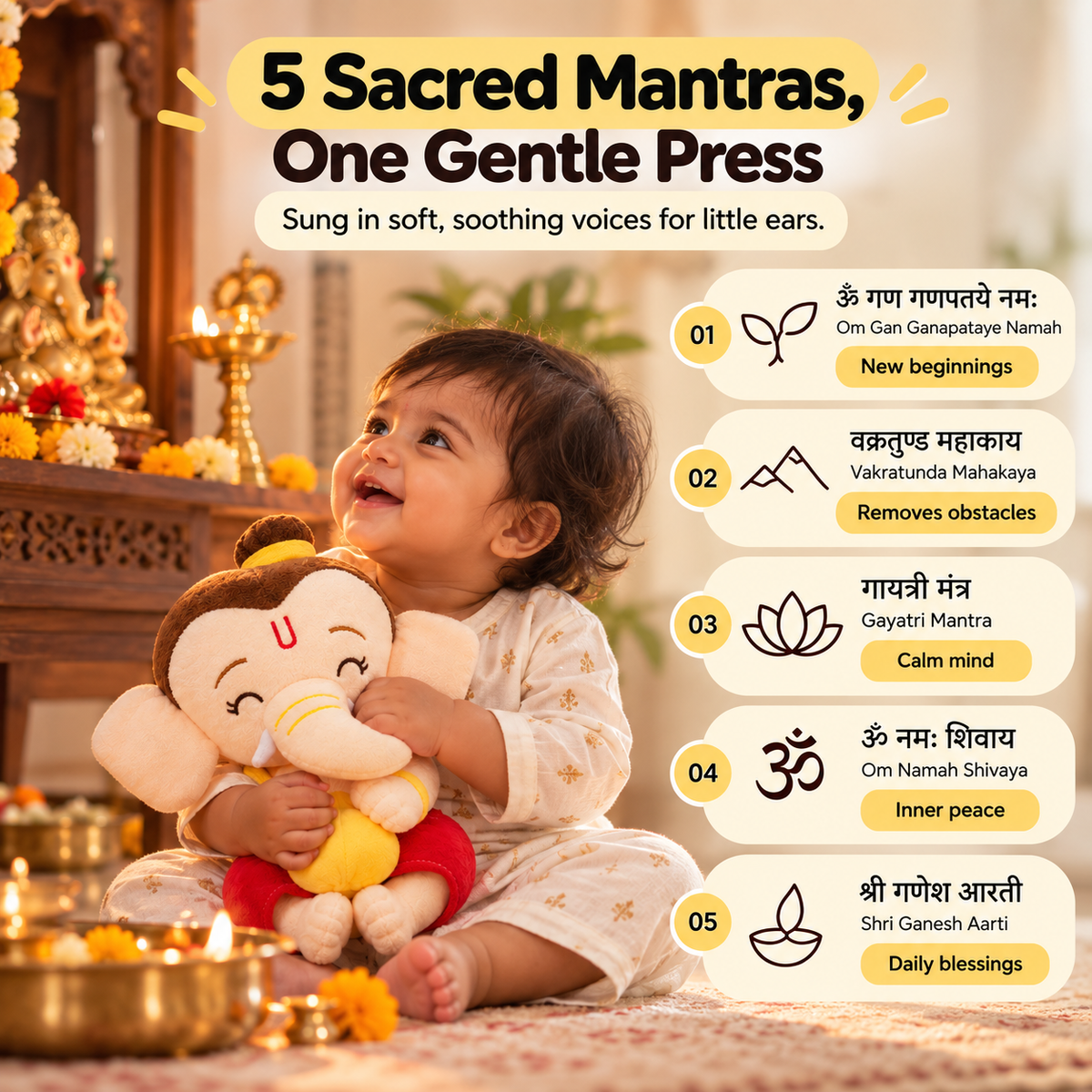 Divine Mantra Chanting Baby Ganesha with Preloaded Mantras