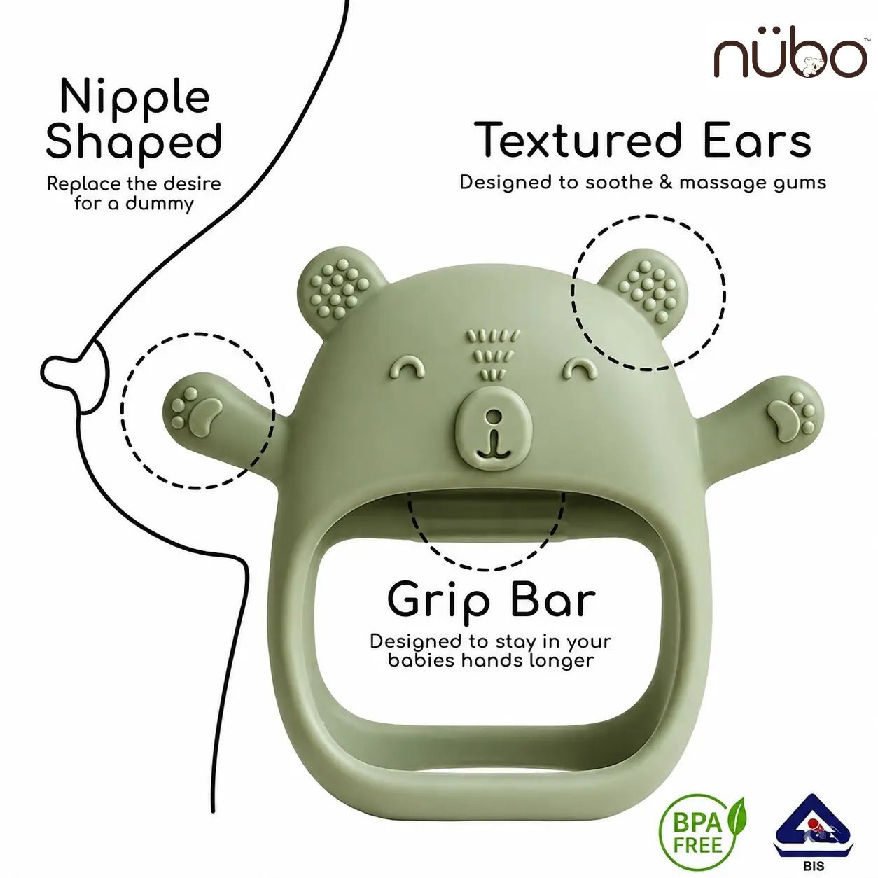 Kiko No-Drop Newborn Teether - Nubokind