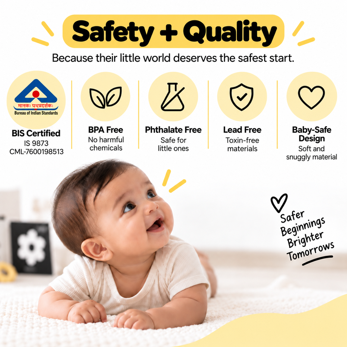 BIS certified newborn gift set, tested to IS 9873, India's toy safety standard