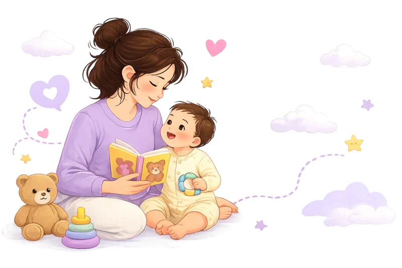 Mother reading to baby